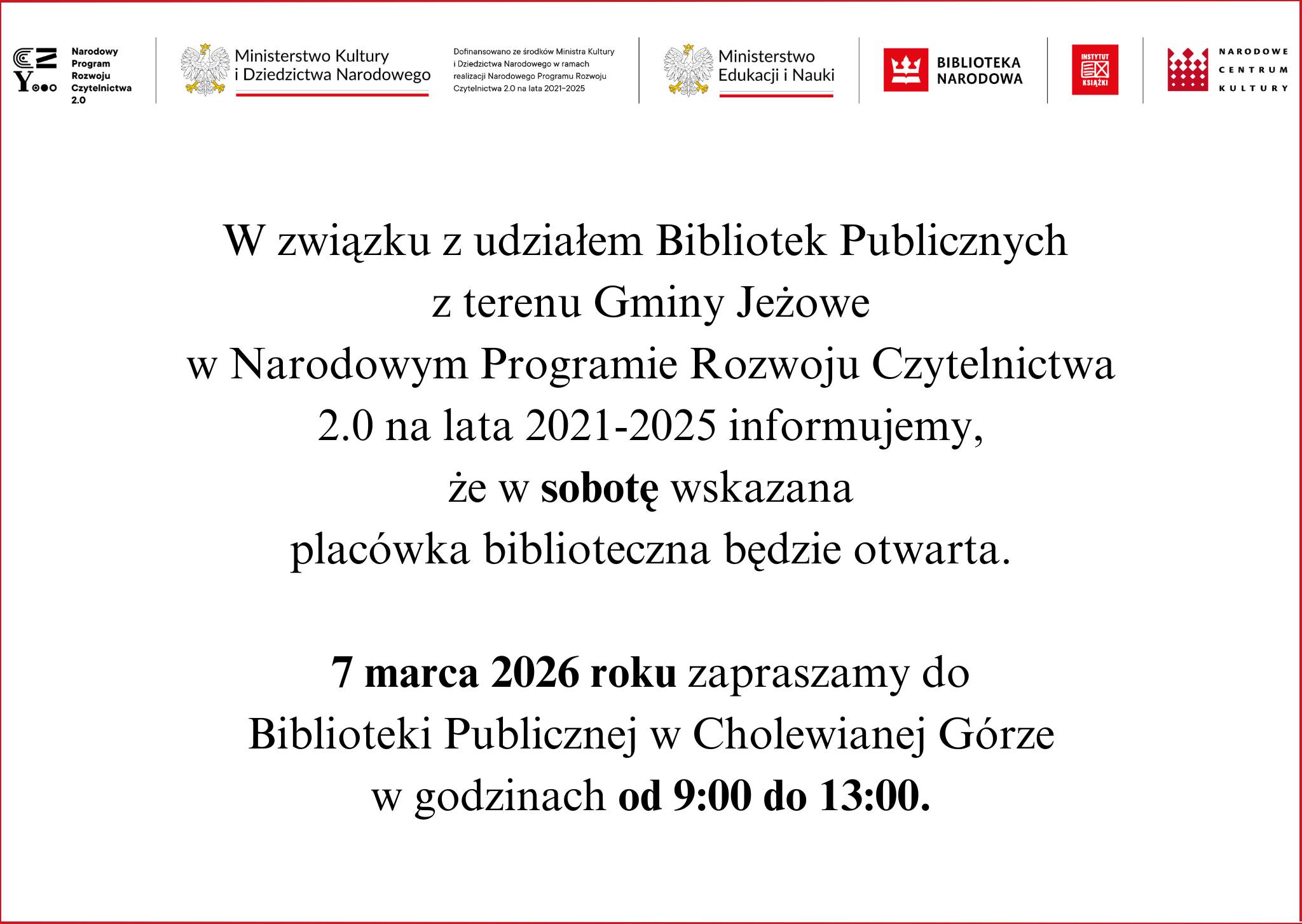 Biblioteka czynna w sobotę