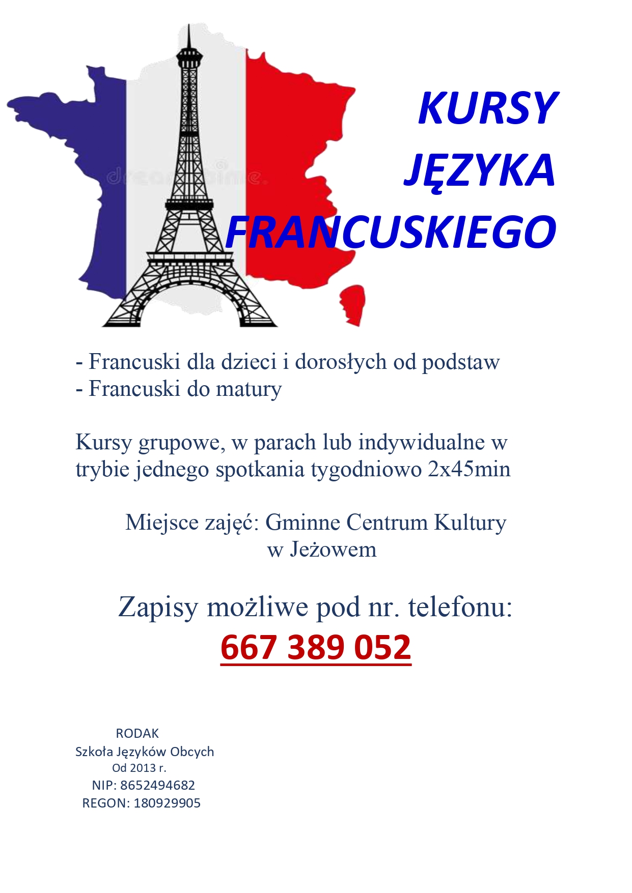 Kurs języka francuskiego i angielskiego