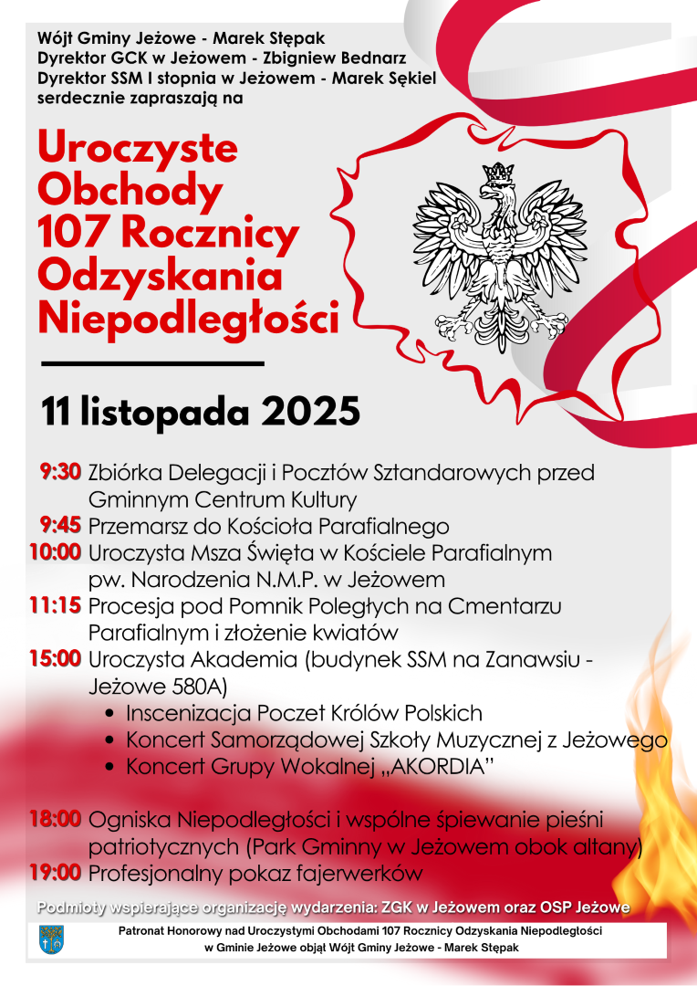 UROCZYSTE OBCHODY 107. ROCZNICY ODZYSKANIA NIEPODLEGŁOŚCI W GMINIE JEŻOWE