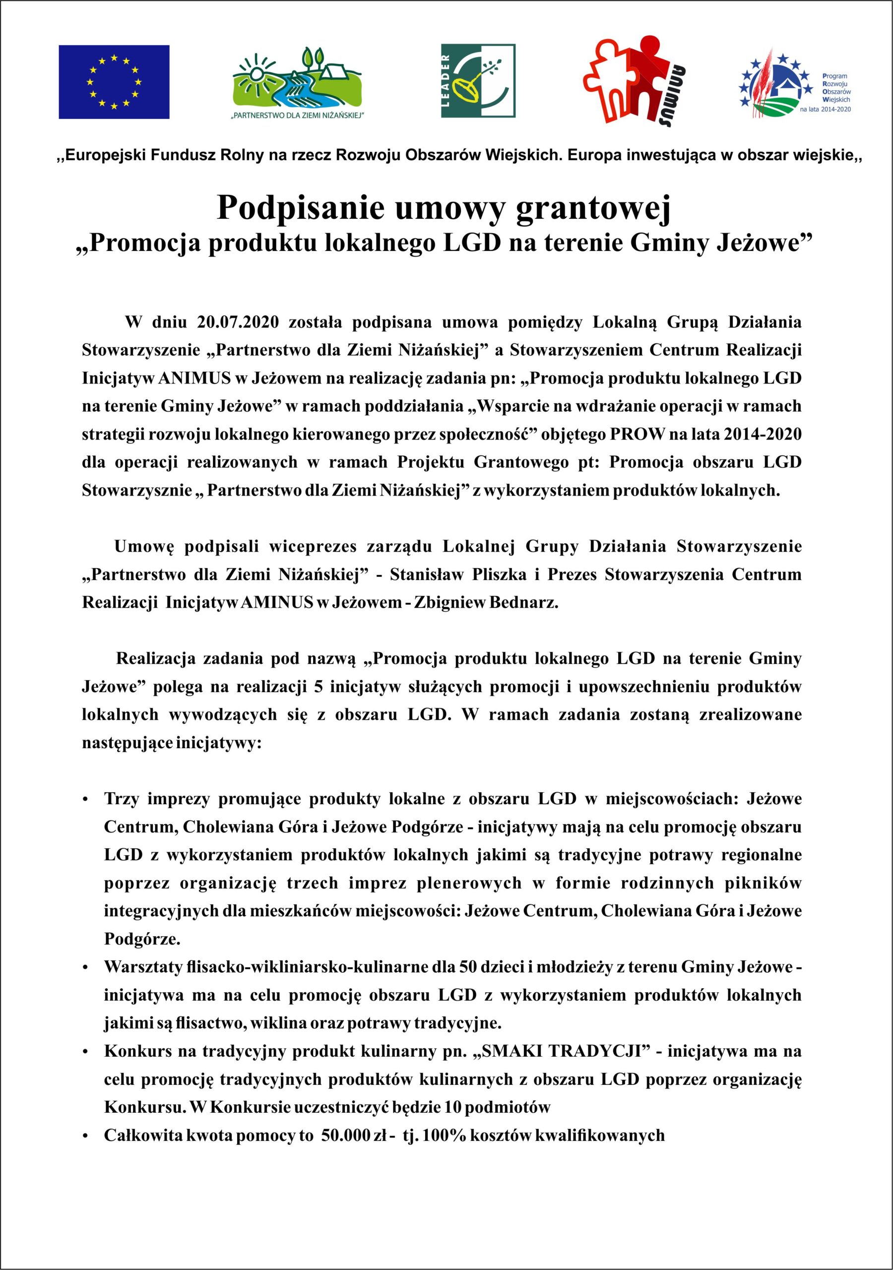 Podpisanie umowy grantowej