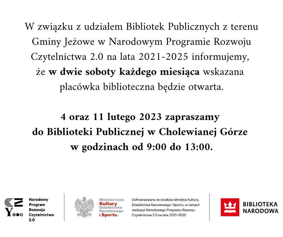 Biblioteka czynna w sobotę