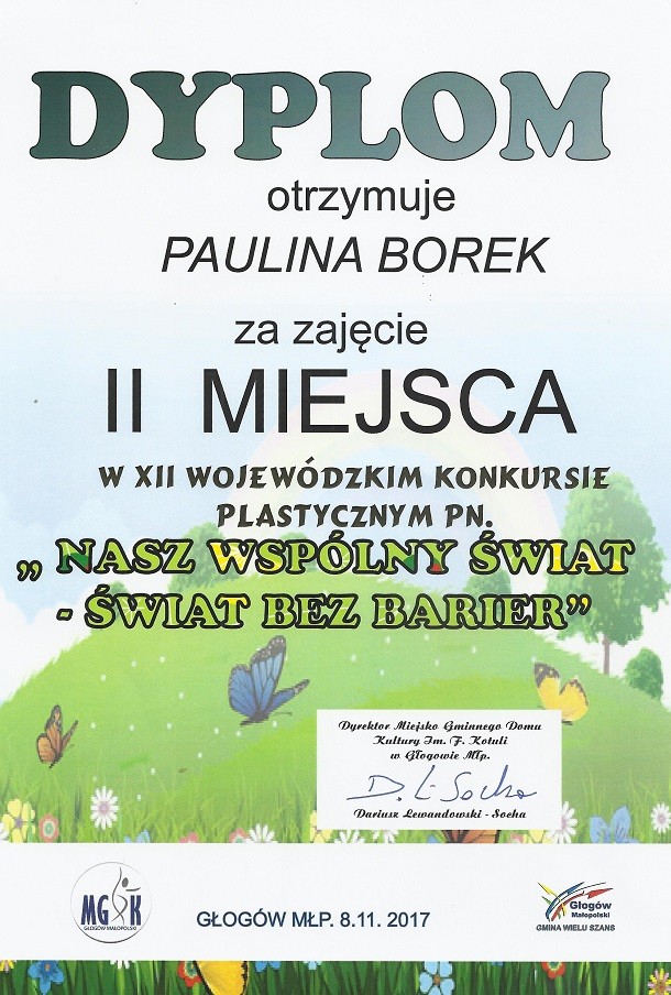 II miejsce dla podopiecznej sekcji plastycznej GCK Jeżowe