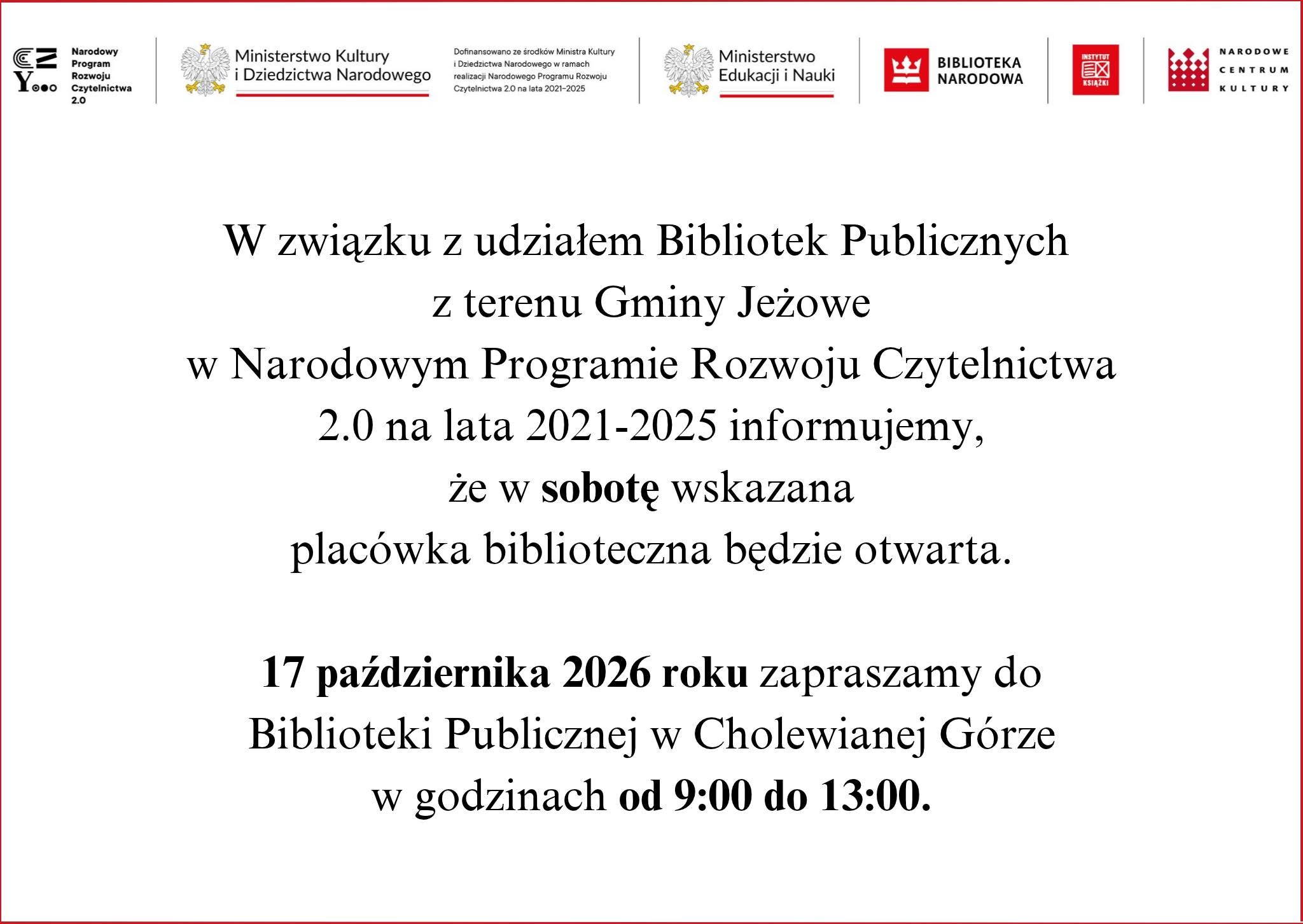 W sobotę otwarte