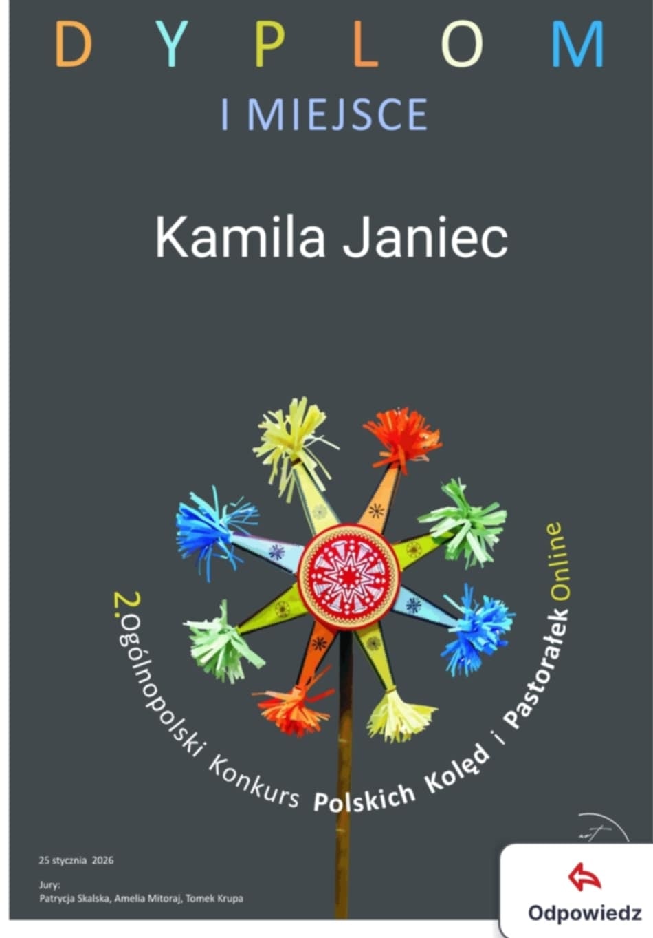 I miejsce Kamila Janiec