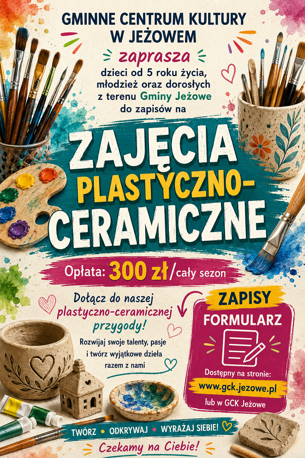 Zapisy na zajęcia plastyczno-ceramiczne na sezon 2026/2027