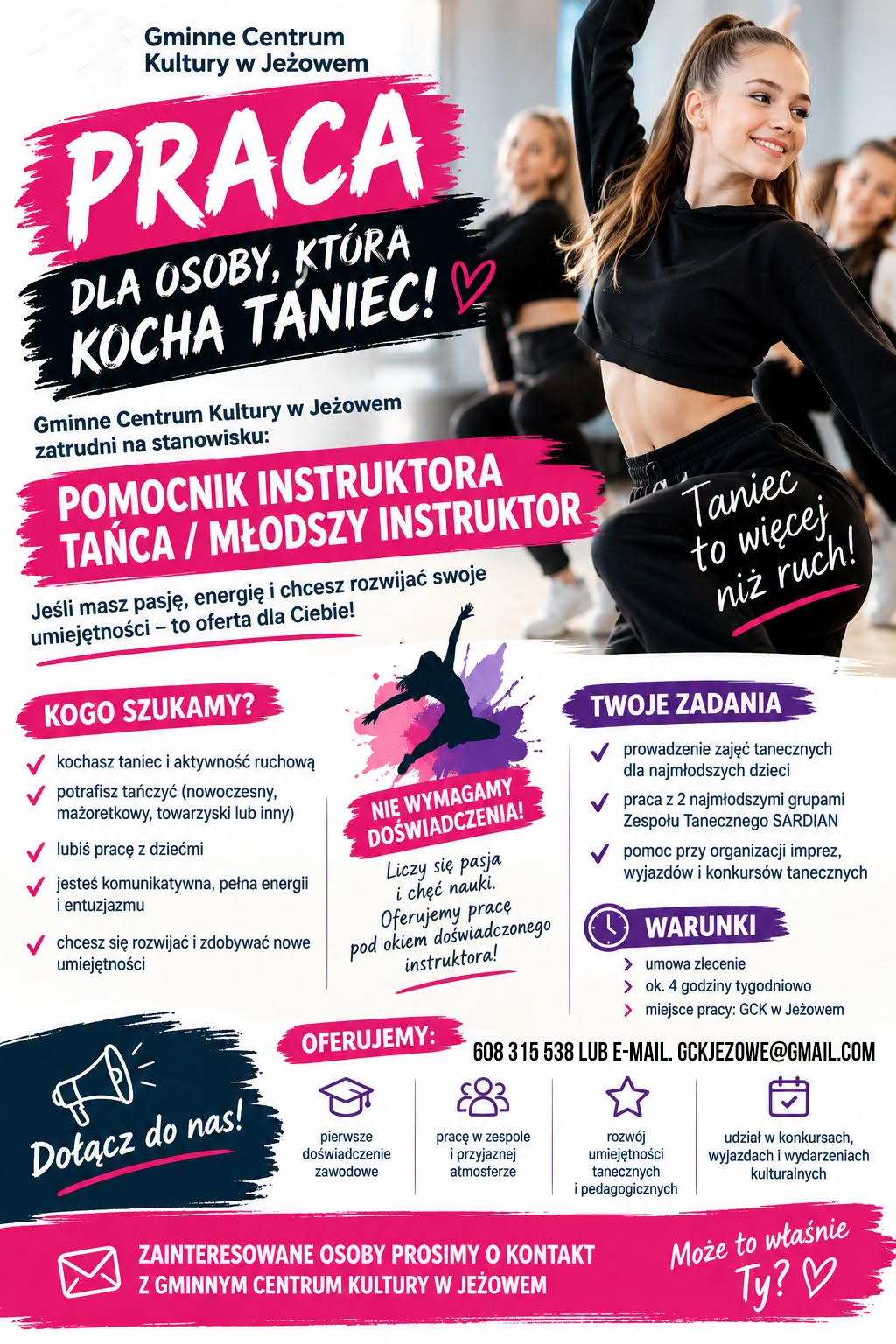 PRACA DLA OSOBY, KTÓRA KOCHA TANIEC
