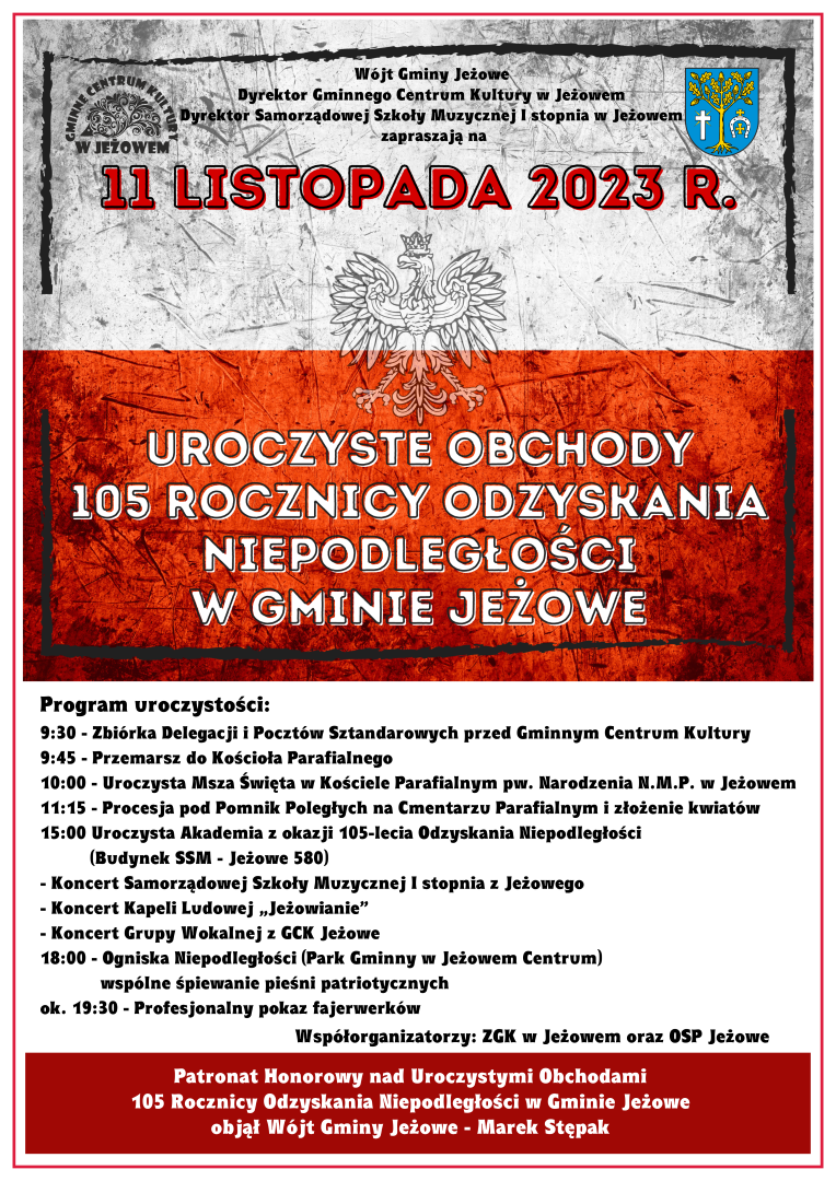UROCZYSTE OBCHODY 105 ROCZNICY ODZYSKANIA NIEPODLEGŁOŚCI