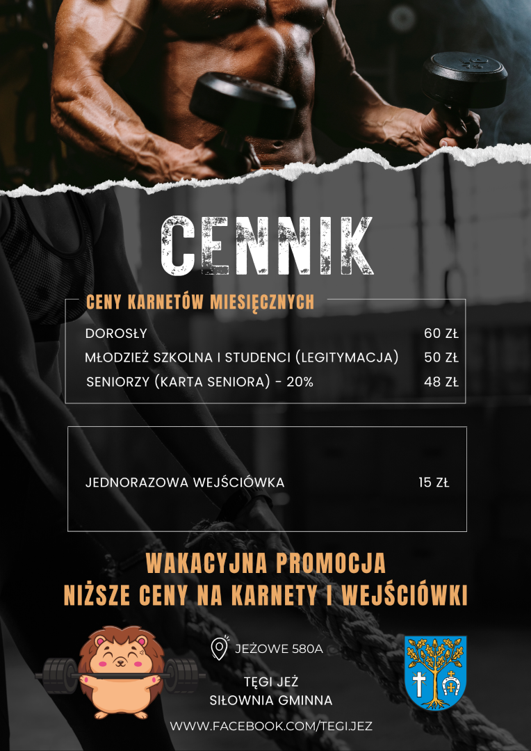 Wakacyjny Cennik Siłowni Gminnej Tęgi Jeż