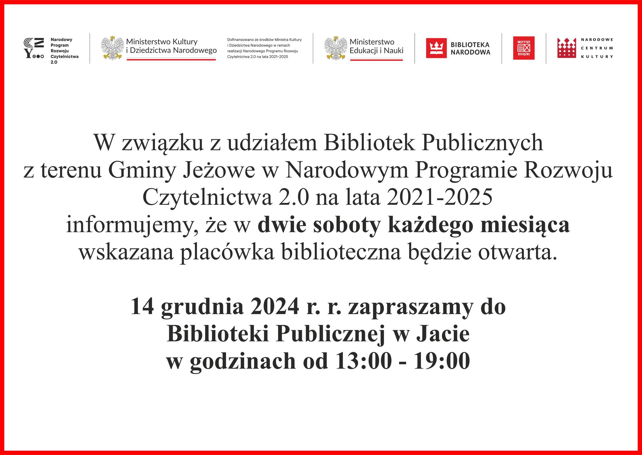 Biblioteka czynna w sobotę