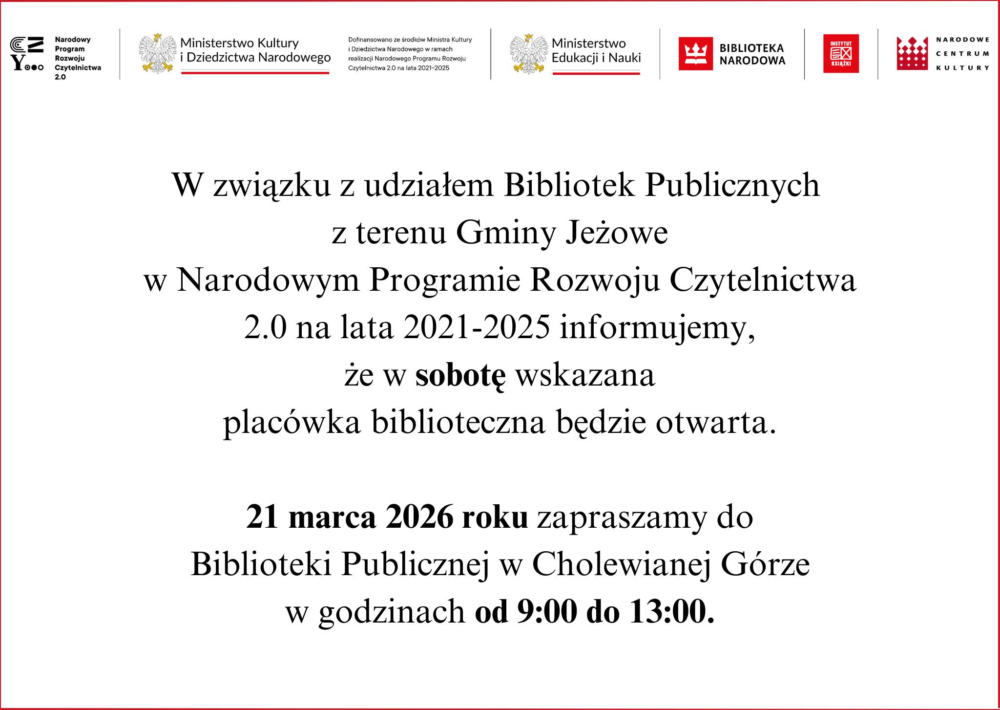 Biblioteka czynna w sobotę