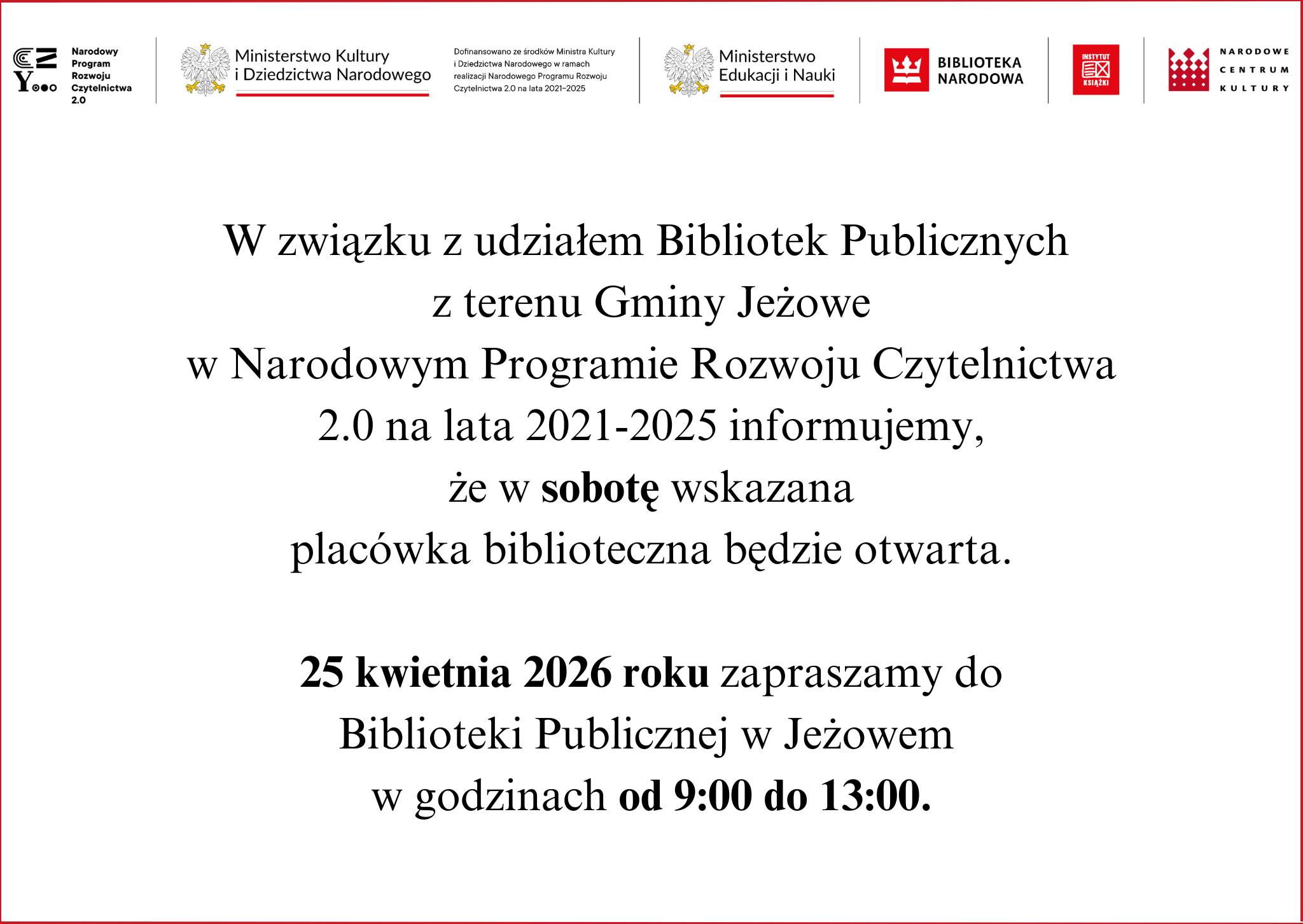 Biblioteka zaprasza w tą sobotę
