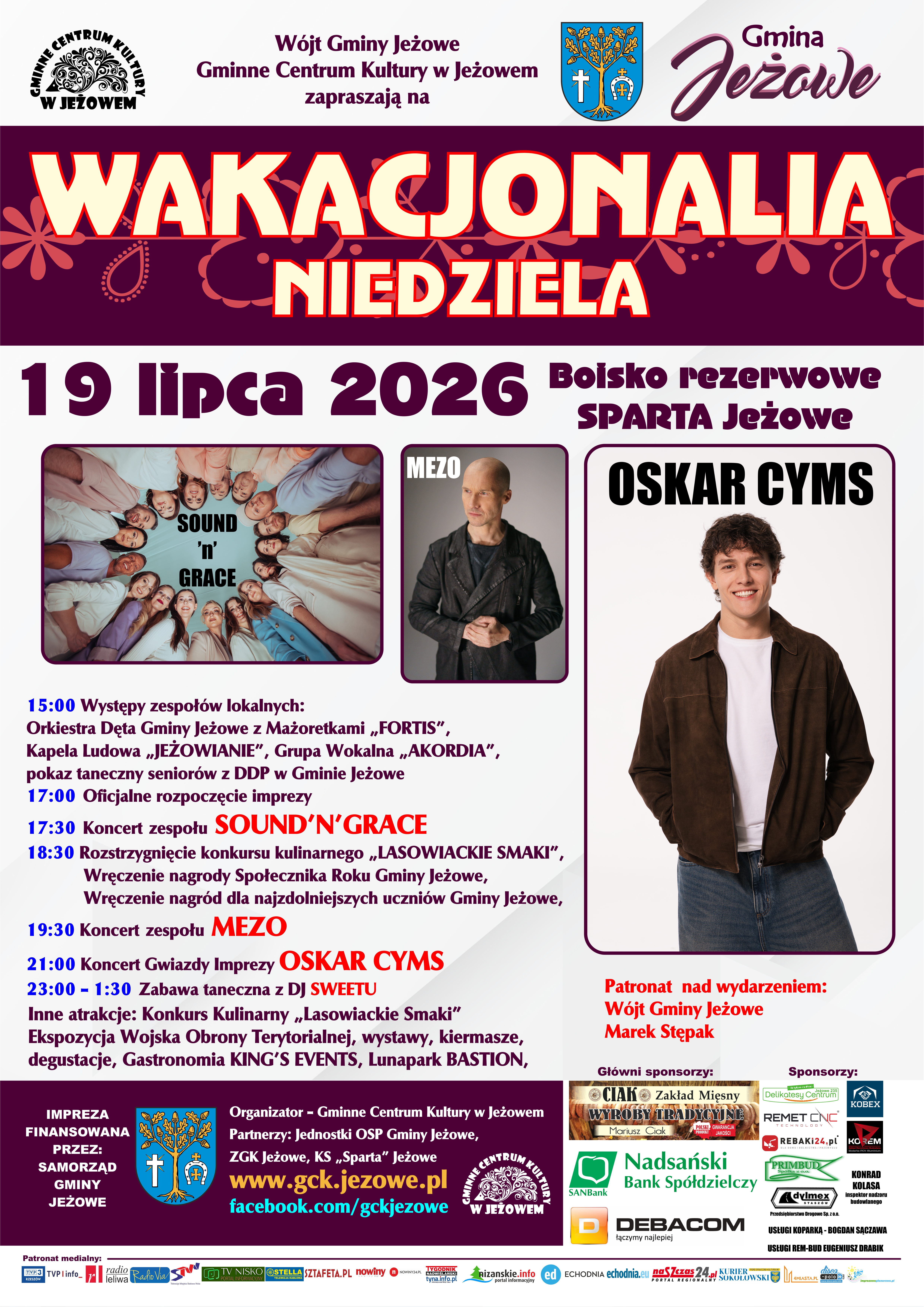 Wakacjonalia 2026 - Dni Gminy Jeżowe (oficjalne plakaty)