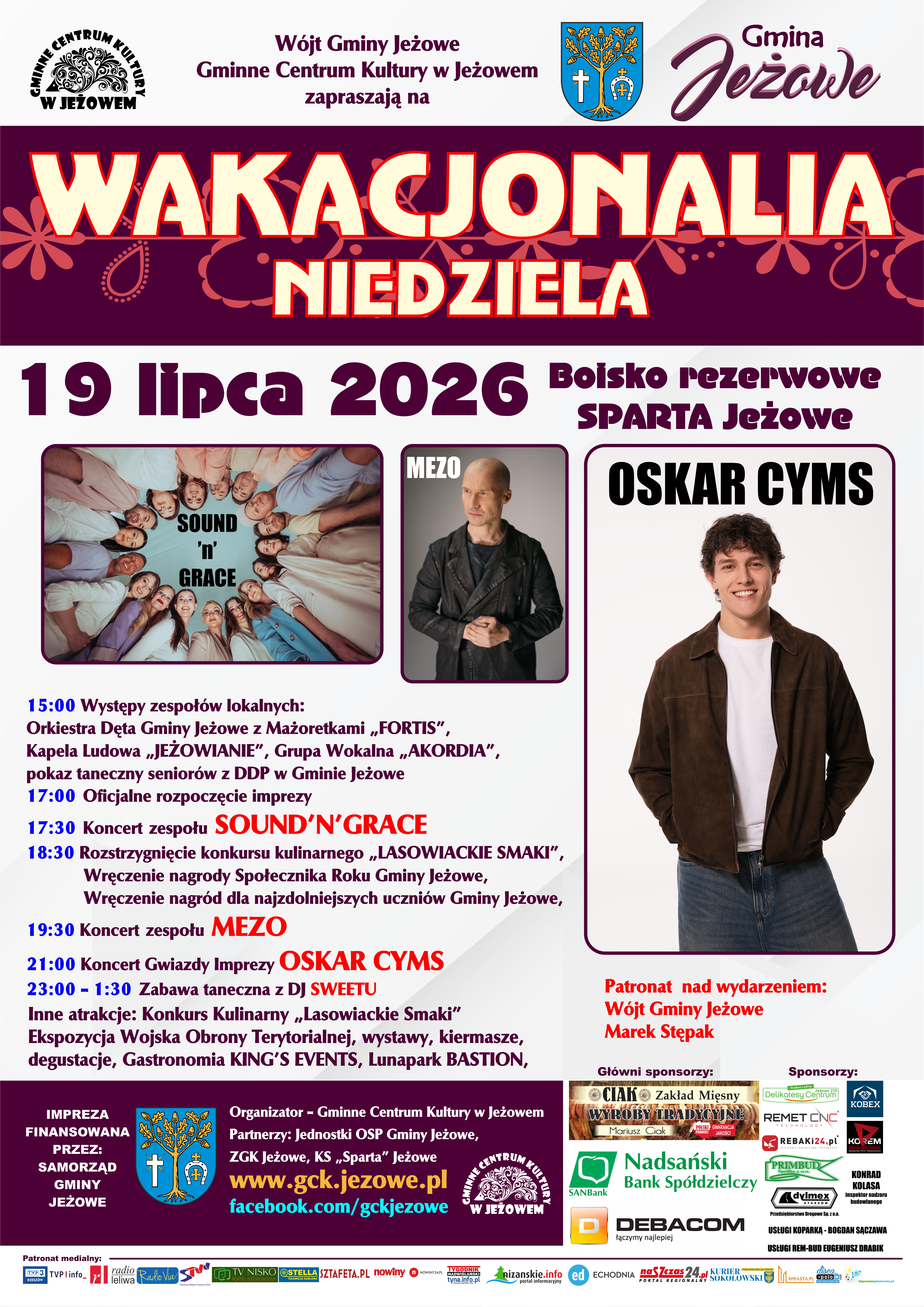 Wakacjonalia 2026 - Dni Gminy Jeżowe (oficjalne plakaty)