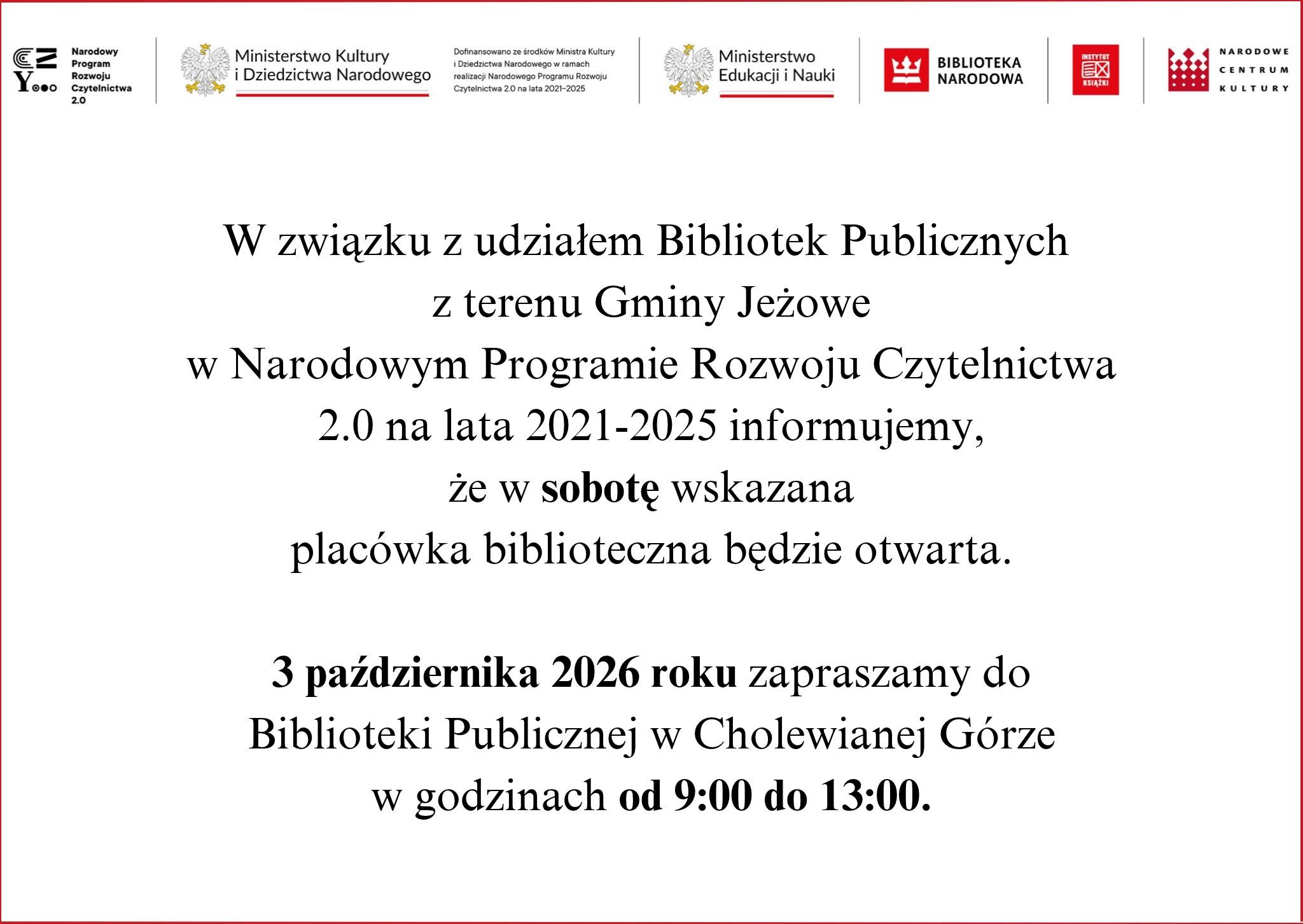 Biblioteka czynna w sobotę
