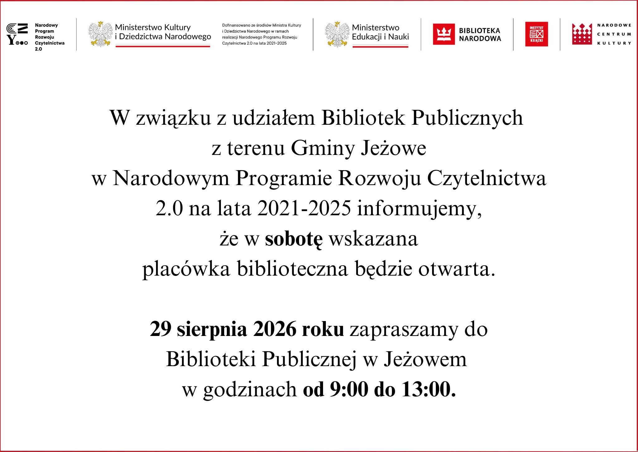 Biblioteka czynna w sobotę