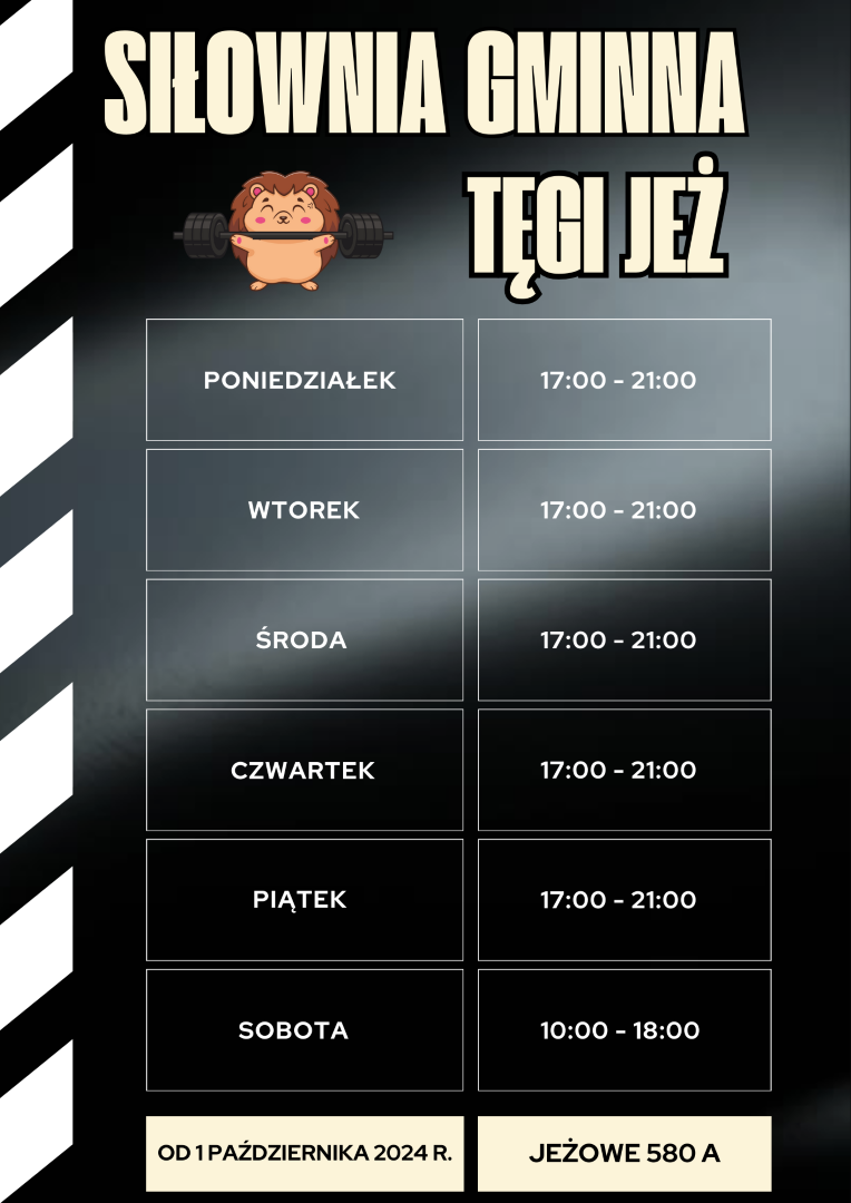 Godziny otwarcia Siłowni Gminnej Tęgi Jeż