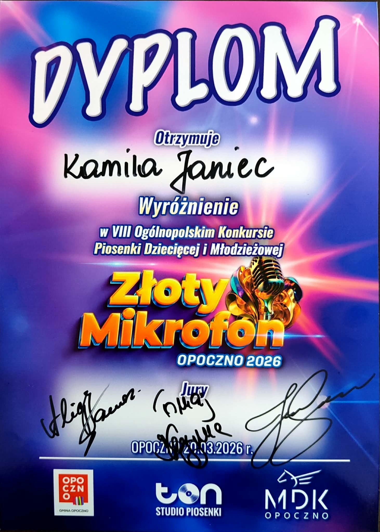 Wielkie brawa dla Kamili Janiec