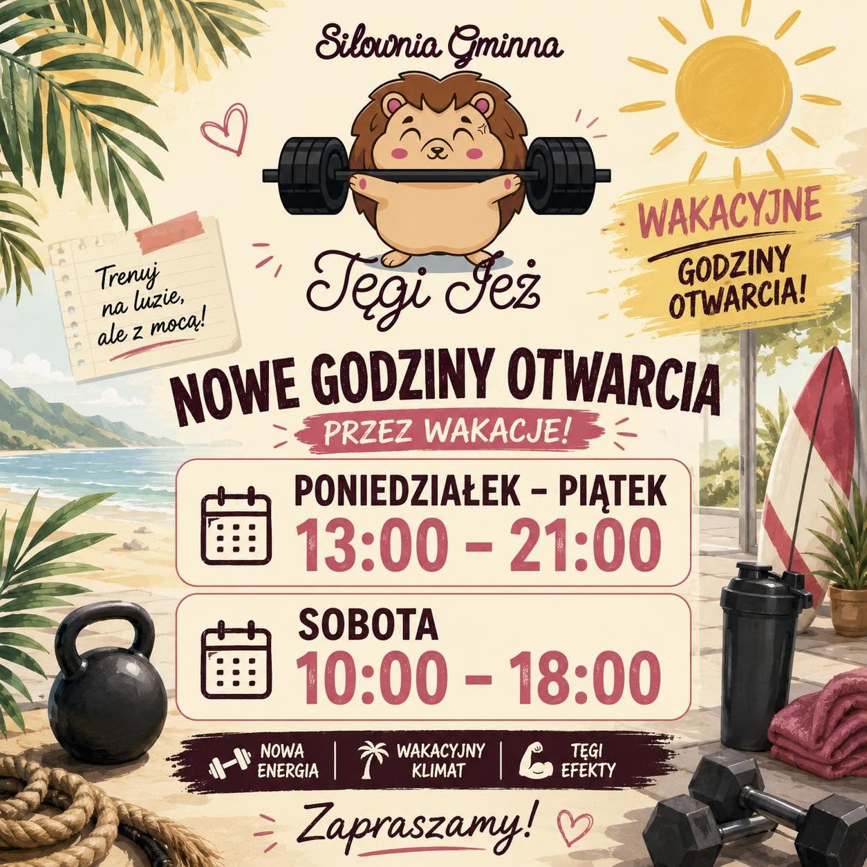 Godziny otwarcia w wakacje