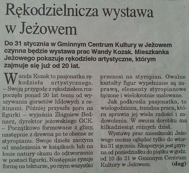 Sztafeta o wystawie mieszkanki Jeżowego - Wandy Kozak