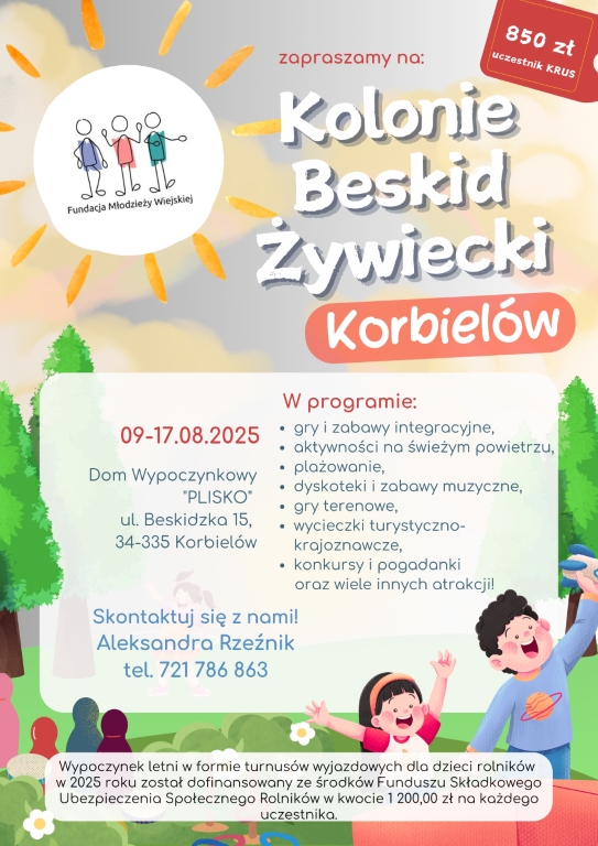 Kolonia letnia dla dzieci z dofinansowaniem z KRUS