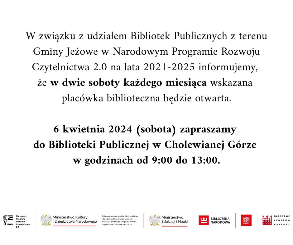 Biblioteka czynna w sobotę