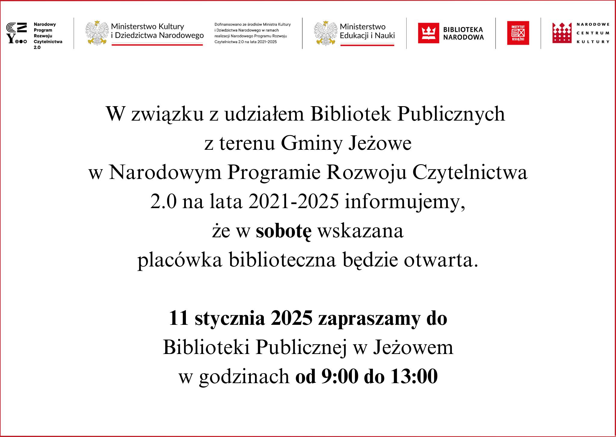 Biblioteka czynna w sobotę