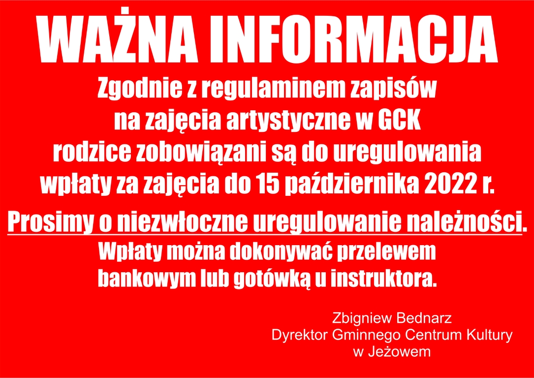 WAŻNA INFORMACJA