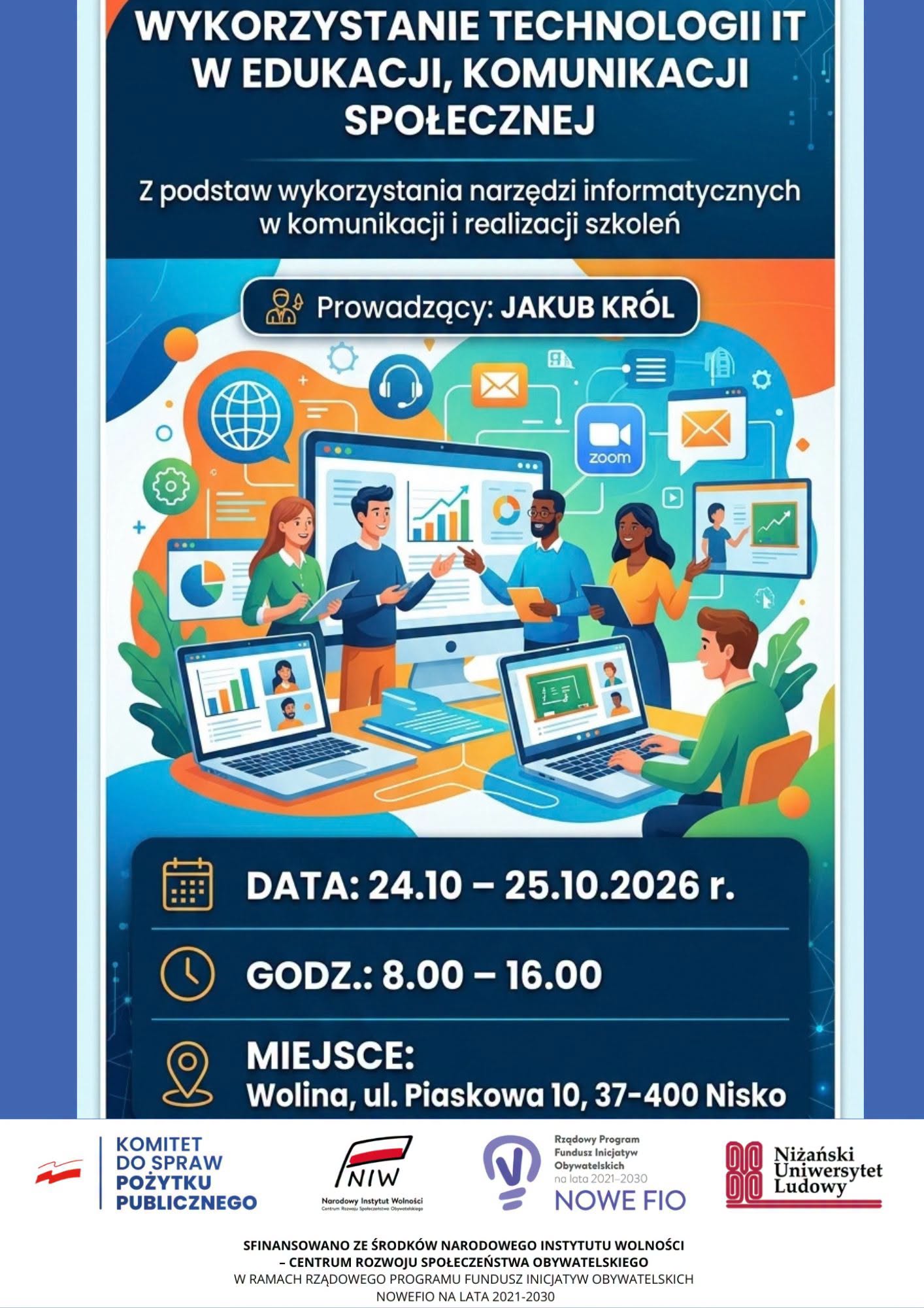 Wykorzystanie technologii IT w edukacji i komunikacji społecznej – 16h zajęć z narzędzi cyfrowych