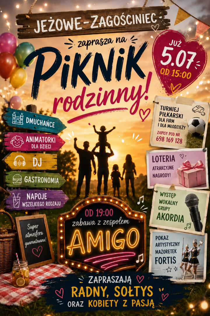 Zapraszamy na Piknik Rodzinny w Jeżowem-Zagościńcu!