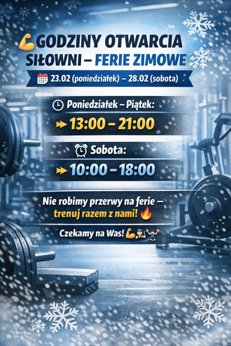 Godziny otwarcia - ferie zimowe