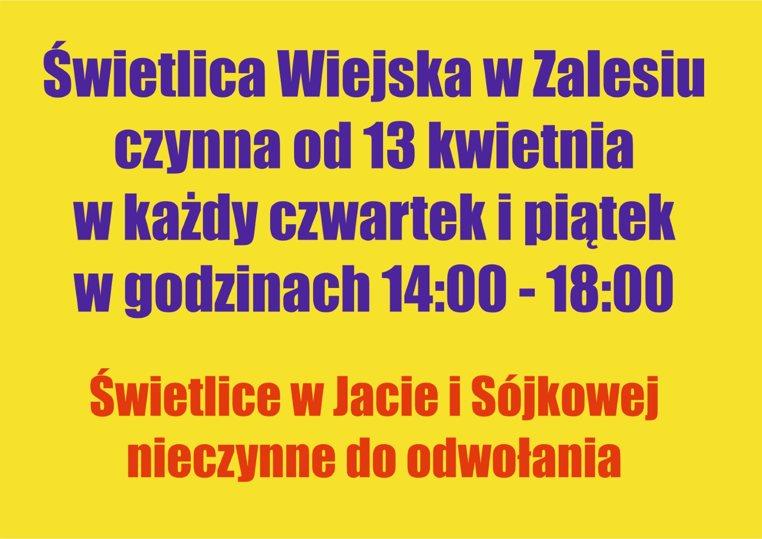 Świetlica Wiejska w Zalesiu ponownie otwarta
