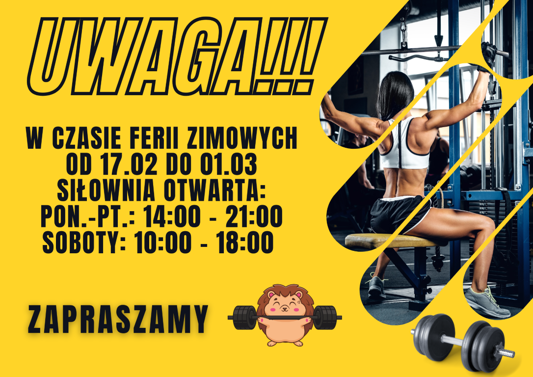Godziny otwarcia siłowni w czasie ferii