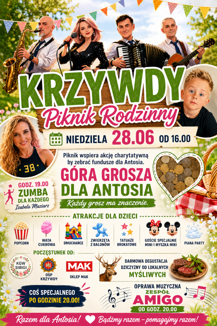 Piknik Rodzinny w Krzywdach – Razem dla Antosia!