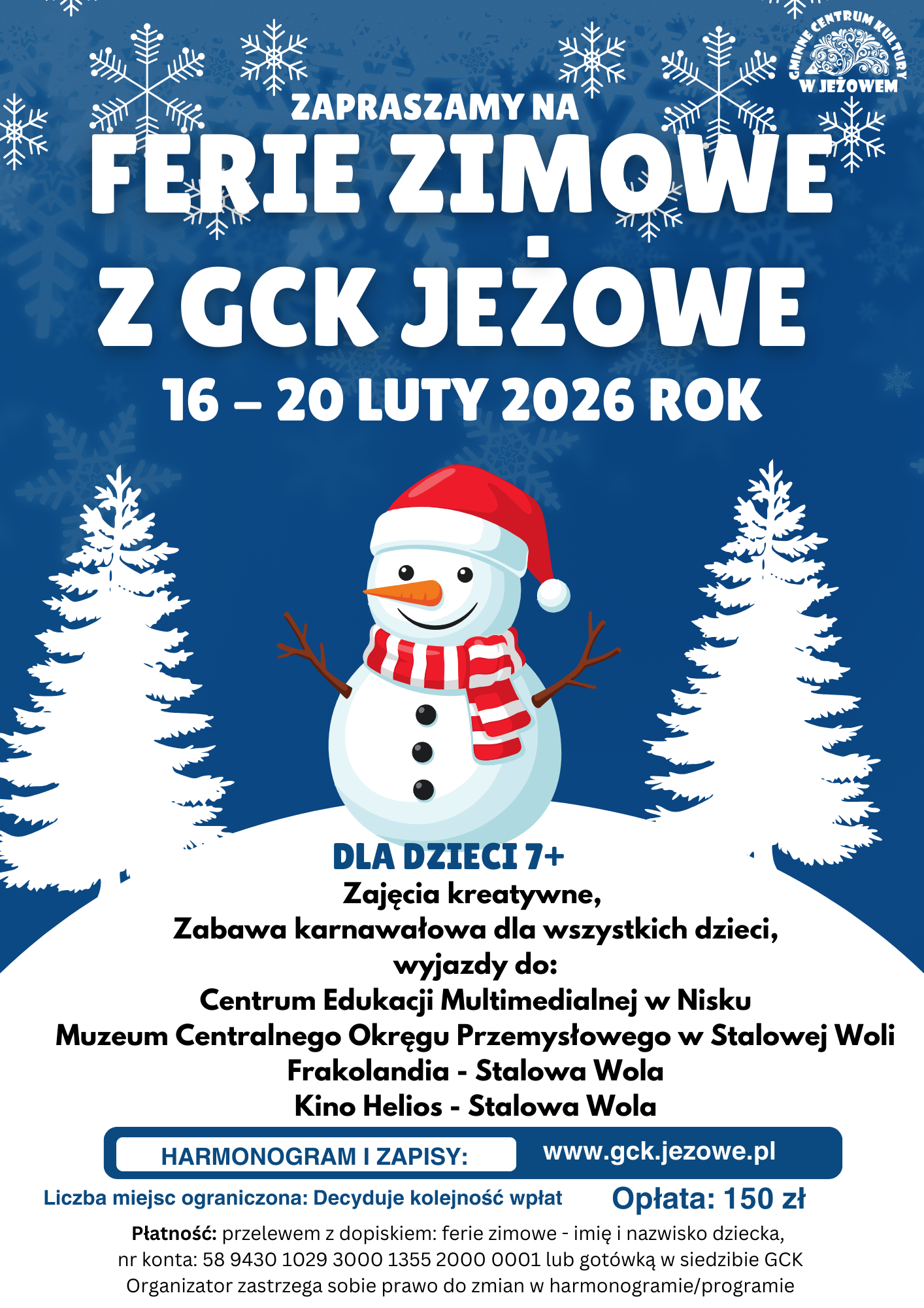 FERIE ZIMOWE 2026 Z GCK JEŻOWE